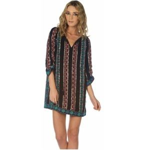 Tolani Kailani Hacienda Beaded Embroidered Tunic Dress Multicolored Size S